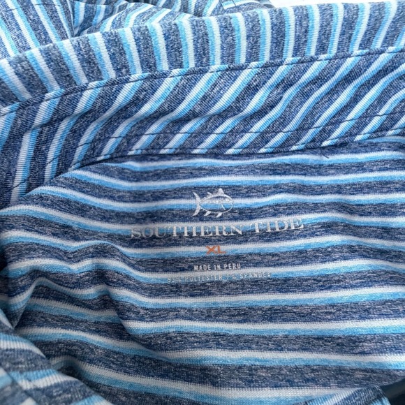 Southern Tide Blue Stripe Cotton Polo Shirt Men's XL Preppy Golf Sporty Casual - Picture 6 of 8